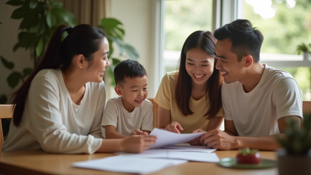 Malaysian family discussing financial planning and emergency savings strategy